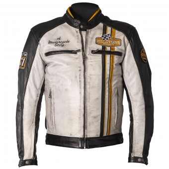 Motorcycle Jackets Helstons Indy Leather Rag Black White Yellow