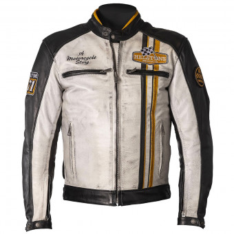 Motorcycle jacket Helstons Indy Leather Rag Black White Yellow at the ...