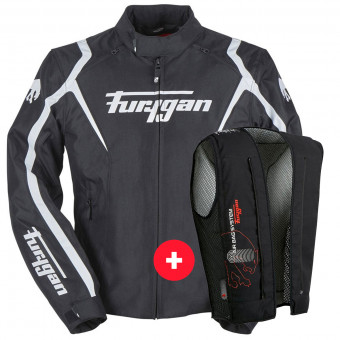 Motorcycle Jackets Furygan Irus Black White + Fury Air Bag System