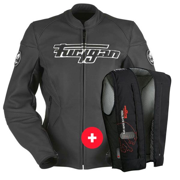 Motorcycle Jackets Furygan Kali Black White + Fury Air Bag System