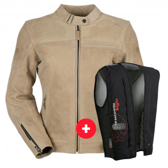 Motorcycle Jackets Furygan Kristen Vented Beige + Fury Air Bag System