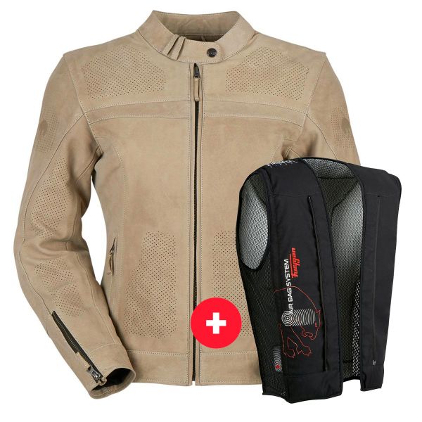 Motorcycle Jackets Furygan Kristen Vented Beige + Fury Air Bag System