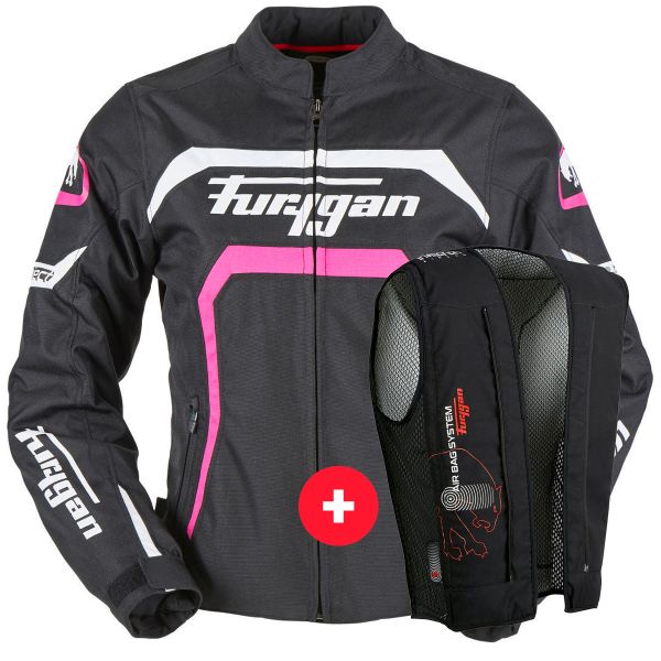 Motorcycle Jackets Furygan Mystic Lady Black Pink + Fury Air Bag System