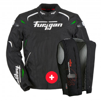 Motorcycle Jackets Furygan Narval Black White Green + Fury Air Bag System