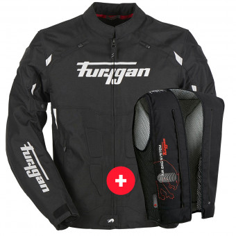 Motorcycle Jackets Furygan Parker Black White + Fury Air Bag System