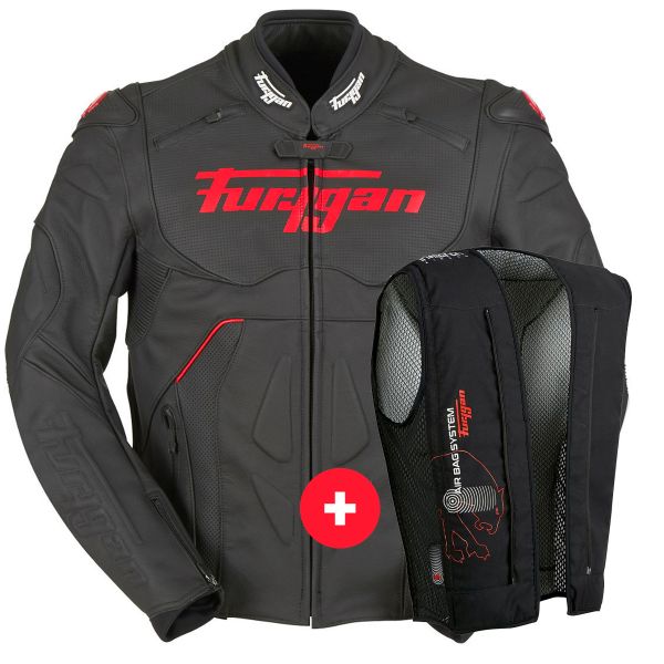 Motorcycle Jackets Furygan Raptor Evo Black Red + Fury Air Bag System