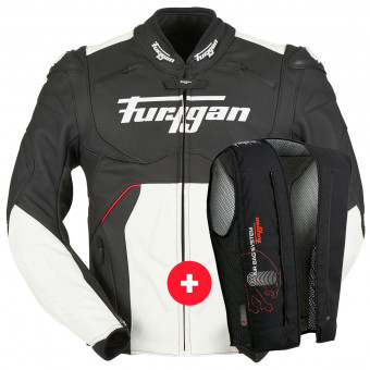 Motorcycle Jackets Furygan Raptor Evo Black White Red + Fury Air Bag System