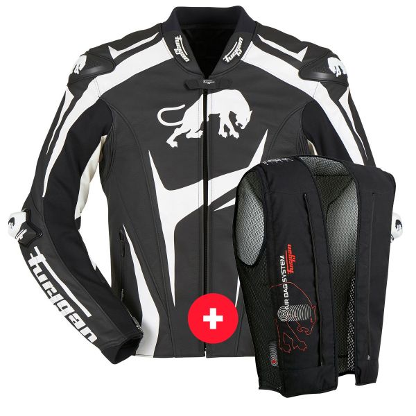 Motorcycle Jackets Furygan RS-R Black White + Fury Air Bag System