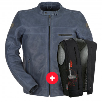 Motorcycle Jackets Furygan Shepard Vented Blue + Fury Air Bag System