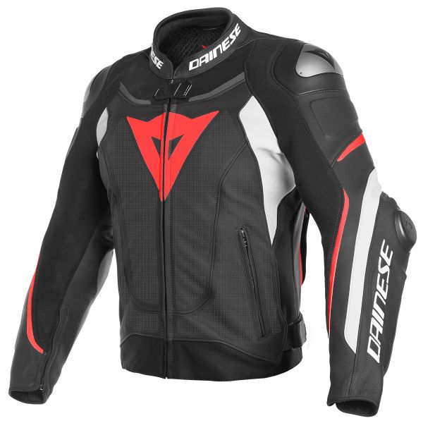 Motorcycle Jackets Dainese Super Speed 3 Perf Black White Fluo Red