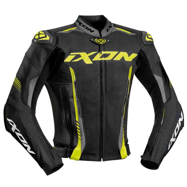 Motorcycle Jackets Ixon Vortex 2 Jacket Black Grey Bright Yellow