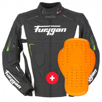 Motorcycle Jackets Furygan Vortex Black White Green + Back Protector D3O Viper Level 2