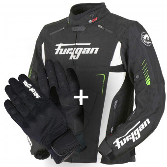 Motorcycle Jackets Furygan Vortex Black White Green + Jet Evo II 100% Bitume