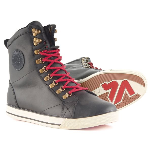 Motorcycle Trainers V'Quattro Alpina 2 Black Leather