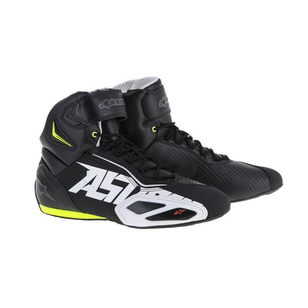 Motorcycle Trainers Alpinestars Faster 2 Black White Yellow Fluo