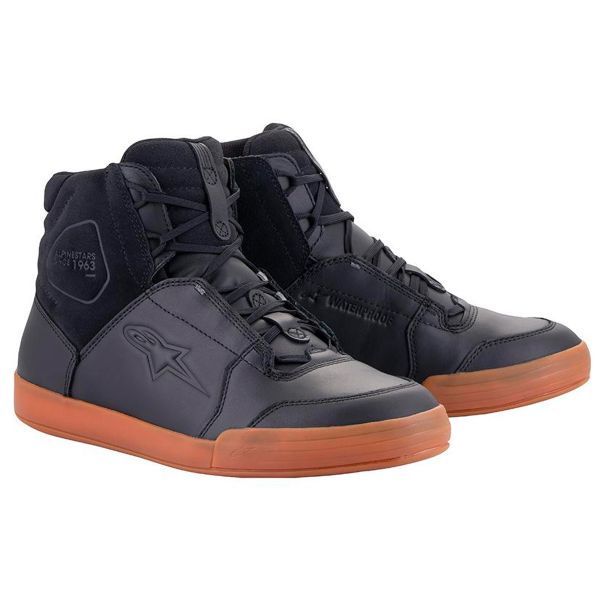 Motorcycle Trainers Alpinestars Chrome Waterproof Black Black Gum