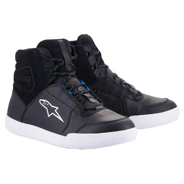 Motorcycle Trainers Alpinestars Chrome Waterproof Black White Blue