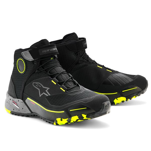 Motorcycle Trainers Alpinestars CR-X Drystar Black Dark Gray Yellow Fluo
