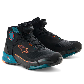 Motorcycle Trainers Alpinestars CR-X Drystar Black Petrol Orange Fluo