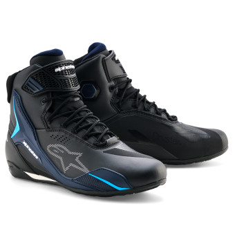 Motorcycle Trainers Alpinestars Faster 4 Drystar BlackNight Navy Cyan