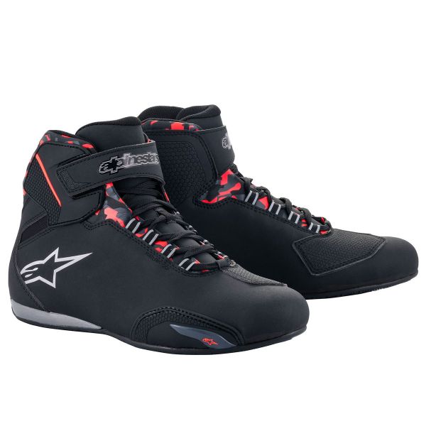 Motorcycle Trainers Alpinestars Sektor Waterproof Black Dark Grey Red Fluo Motorcycle Trainers Alpinestars Sektor Waterproof Black Dark Grey Red Fluo