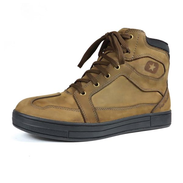 Motorcycle Trainers HARISSON Branco Brown Black