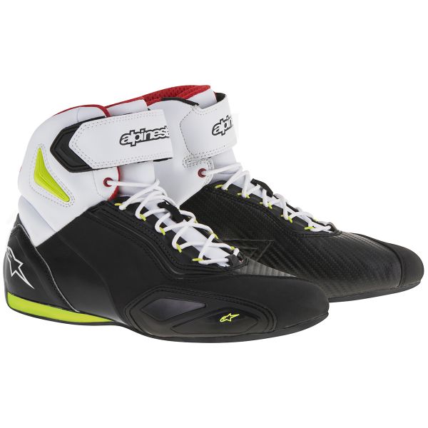 Motorcycle Trainers Alpinestars Faster 2 Black Yellow Fluo Red