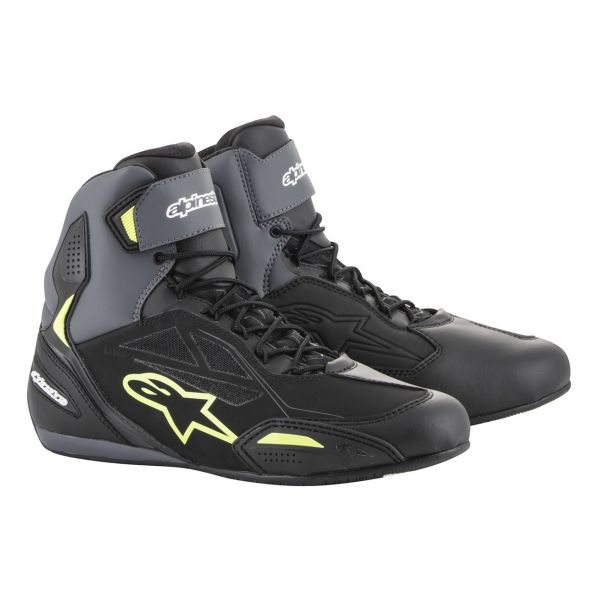 Motorcycle Trainers Alpinestars Faster 3 Drystar Black Grey Yellow Fluo