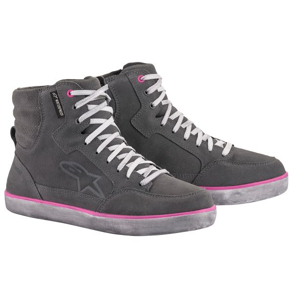 Motorcycle Trainers Alpinestars J-6 Waterproof Woman Light Gray Fuchsia