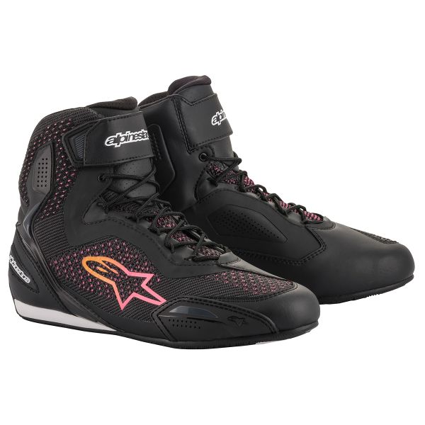 Motorcycle Trainers Alpinestars Stella Faster 3 Rideknit Black Yellow Pink