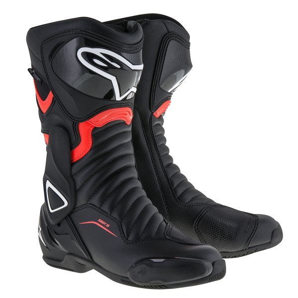 Motorcycle Boots Alpinestars SMX-6 V2 Drystar Black Red Fluo Motorcycle Boots Alpinestars SMX-6 V2 Drystar Black Red Fluo
