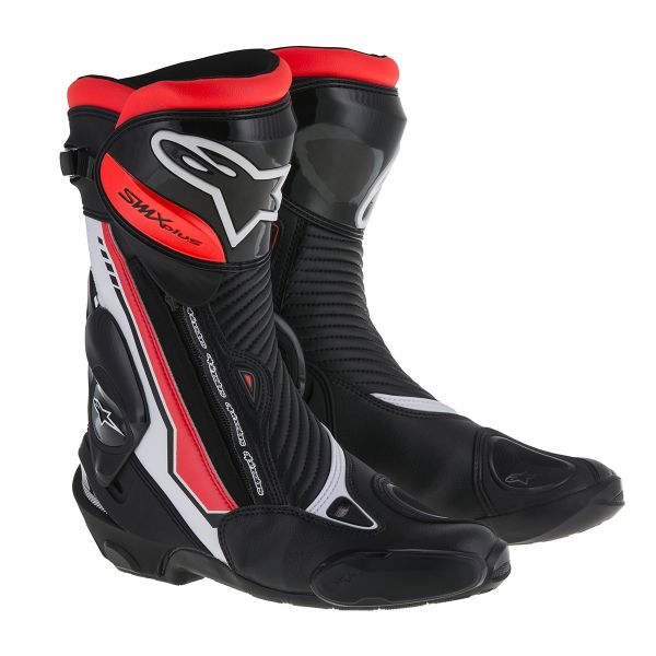 Motorcycle Boots Alpinestars SMX Plus White Black Red Fluo