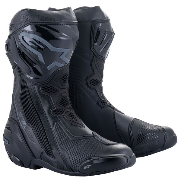 Motorcycle Boots Alpinestars Supertech R Boot Black Black Motorcycle Boots Alpinestars Supertech R Boot Black Black