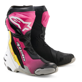 Motorcycle Boots Alpinestars Supertech R Boot Black Magenta White Yellow