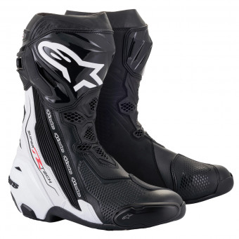 Motorcycle Boots Alpinestars Supertech R Boot Black White Motorcycle Boots Alpinestars Supertech R Boot Black White