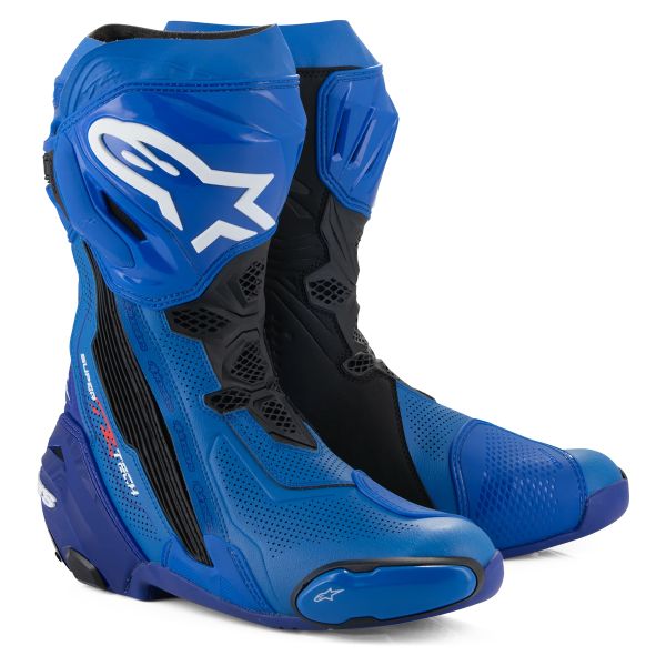 Motorcycle Boots Alpinestars Supertech R Vented Blue Black Motorcycle Boots Alpinestars Supertech R Vented Blue Black