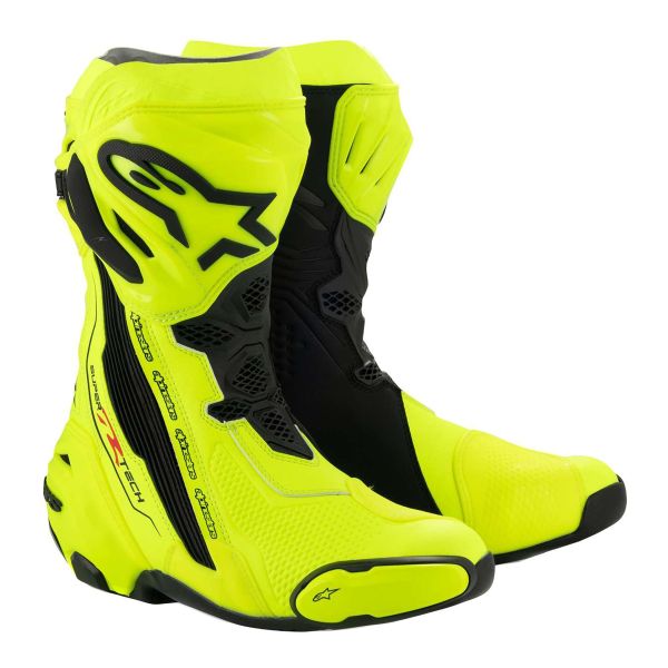 Motorcycle Boots Alpinestars Supertech R Yellow Fluo Black Motorcycle Boots Alpinestars Supertech R Yellow Fluo Black