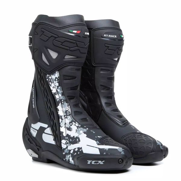 Motorcycle Boots TCX RT-Race Black White Grey Motorcycle Boots TCX RT-Race Black White Grey