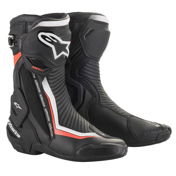 Motorcycle Boots Alpinestars SMX Plus V2 Black White Red Fluo Motorcycle Boots Alpinestars SMX Plus V2 Black White Red Fluo