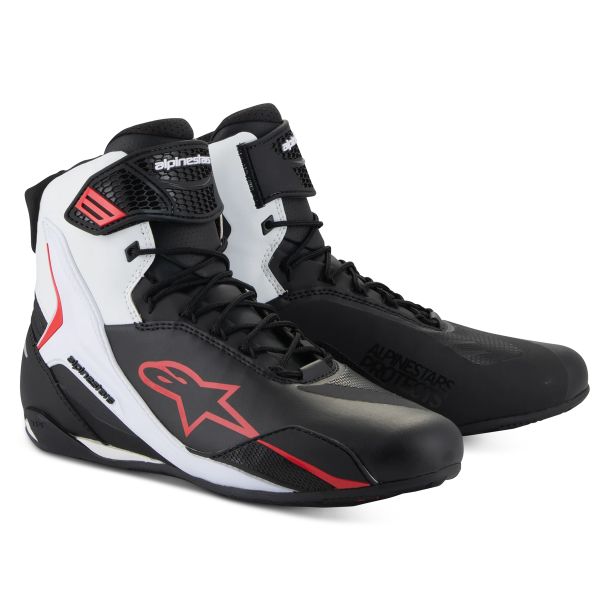 Motorcycle Shoes Alpinestars Faster 4 Black White Red Motorcycle Shoes Alpinestars Faster 4 Black White Red