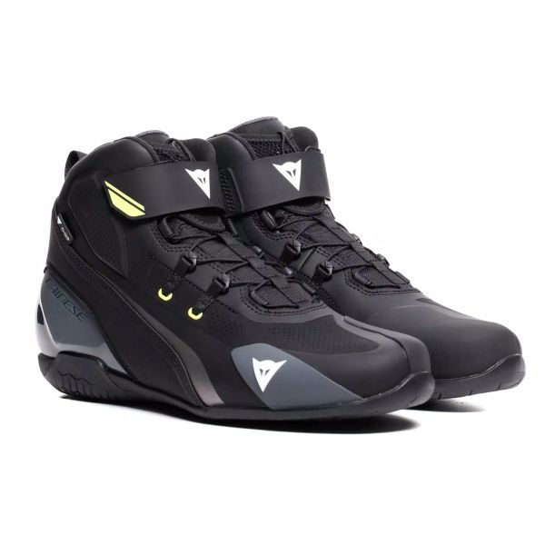 Motorcycle Shoes Dainese Herian D-WP Black White Yellow Fluo