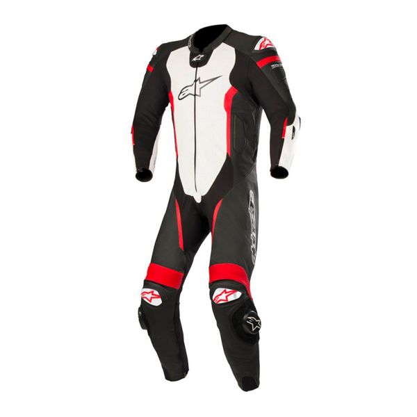 Leather Motorcycle Suits Alpinestars Missile Suit Black White Red Fluo