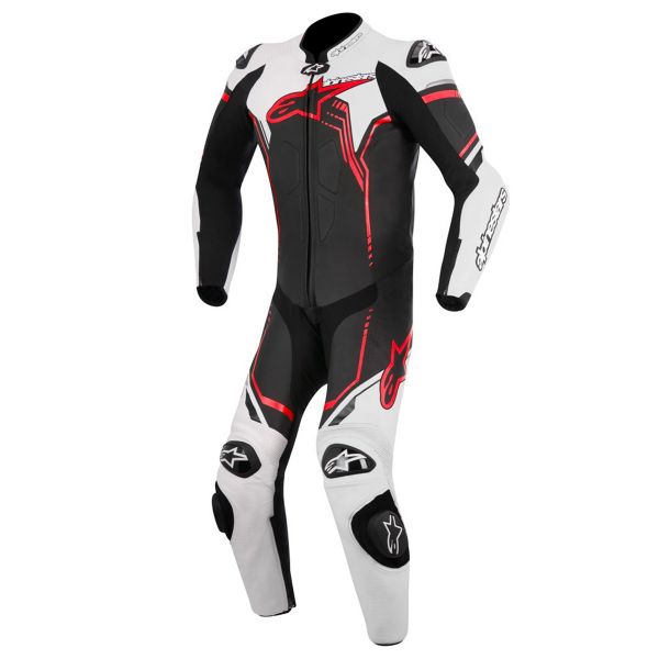 Leather Motorcycle Suits Alpinestars Young GP Plus Black White Red Fluo