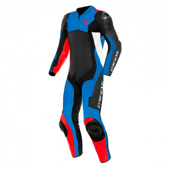 Leather Motorcycle Suits Dainese Assen 2 1PC Perf Black Light Blue Fluo Red