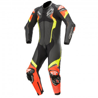 Leather Motorcycle Suits Alpinestars Atem V4 Suit 1 PC Black Red Yellow Fluo