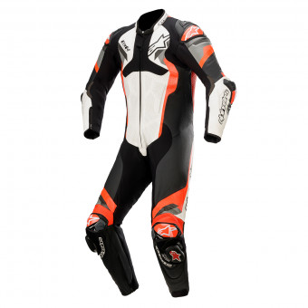 Leather Motorcycle Suits Alpinestars Atem V4 Suit 1 PC White Black Red Fluo Gray