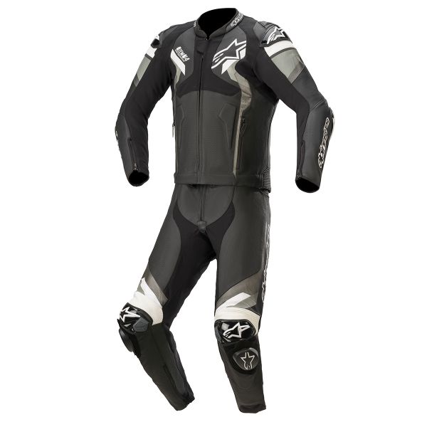 Leather Motorcycle Suits Alpinestars Atem V4 Suit 2 PC Black Gray White