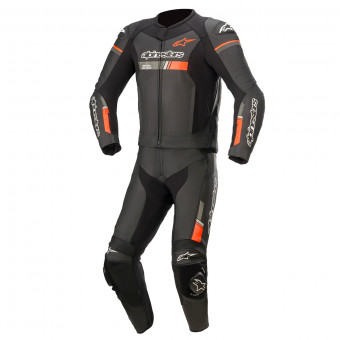 Leather Motorcycle Suits Alpinestars GP Force Chaser 2 PC Black Red Fluo