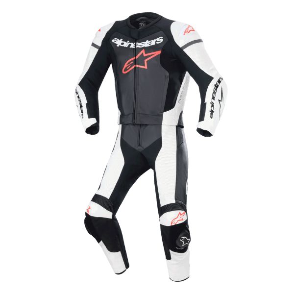 Leather Motorcycle Suits Alpinestars GP Force Lurv 2PC Black White Red Fluo Leather Motorcycle Suits Alpinestars GP Force Lurv 2PC Black White Red Fluo