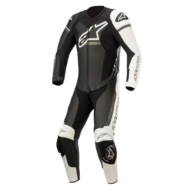Leather Motorcycle Suits Alpinestars GP Force Phantom Black White Metallic Gray
